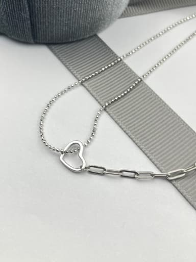 925 Sterling Silver With White Gold Plated Simplistic Heart Necklaces