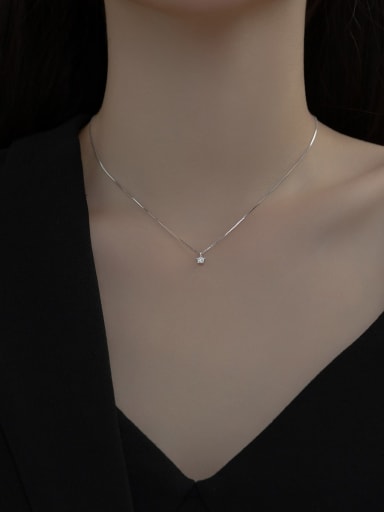 925 Sterling Silver With White Gold Plated Delicate Geometric Necklaces