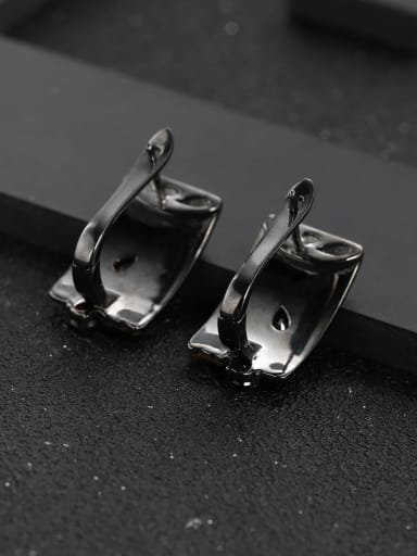 925 Sterling Silver With Black Gun Plated Vintage Geometric Clip On Earrings