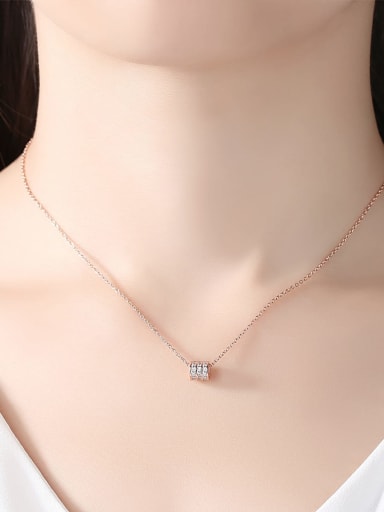 925 Sterling Silver With Cubic Zirconiad Simplistic Necklaces