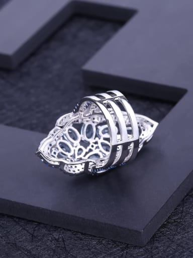 925 Sterling Silver With White Gold Plated Luxury Leaf Statement Rings