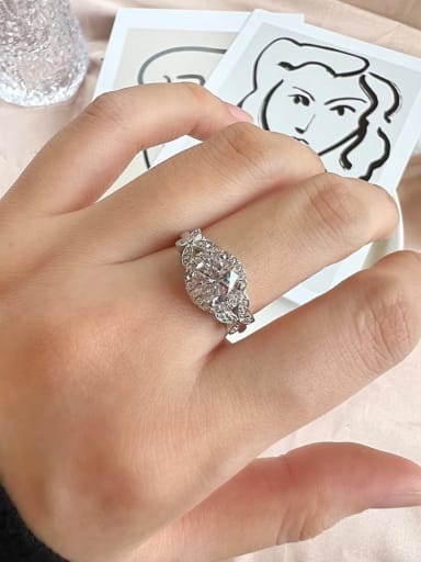 925 Sterling Silver With White Gold Plated Delicate Geometric Engagement Rings