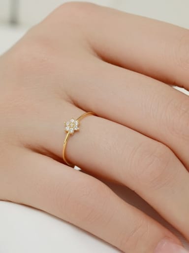 925 Sterling Silver With 18k Gold Plated Delicate Flower Band Rings