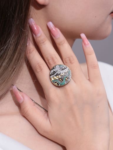 925 Sterling Silver With 18k Gold Plated Personalized Round Statement Rings