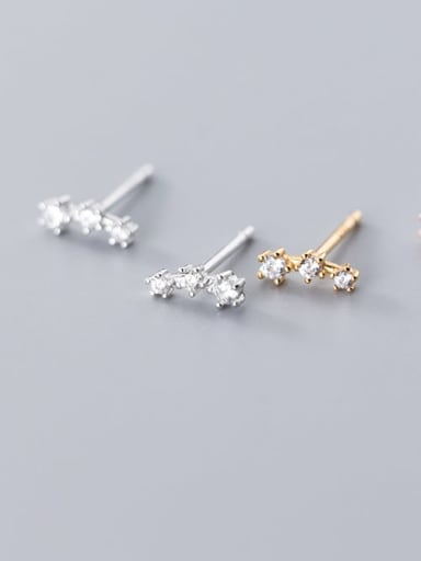 925 Sterling Silver With 18k Gold Plated Delicate Geometric Stud Earrings