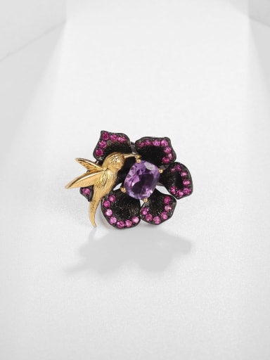 925 Sterling Silver With 18k Gold Plated Vintage Flower Rings