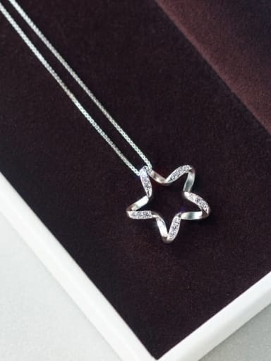 925 Sterling Silver With White Gold Plated Delicate Star Birthday Necklaces