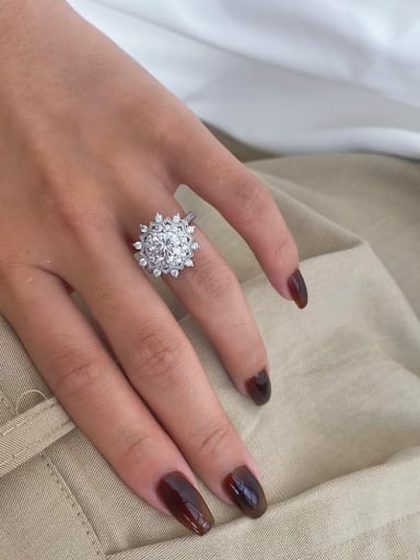 925 Sterling Silver With White Gold Plated Vintage Flower Multistone Rings