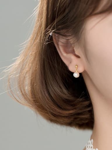 925 Sterling Silver With 18k Gold Plated Delicate Ball Stud Earrings