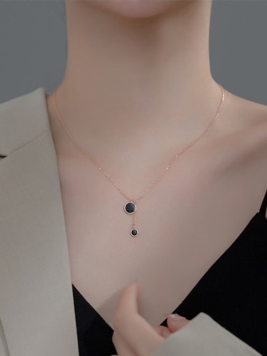 925 Sterling Silver With Rose Gold Plated Simplistic Round Necklaces