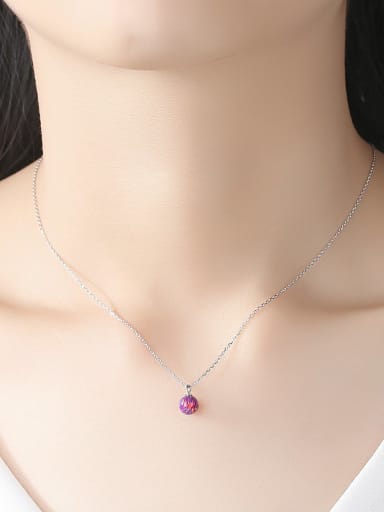 925 Sterling Silver With Platinum Plated Personalized  Opal Ball Necklace