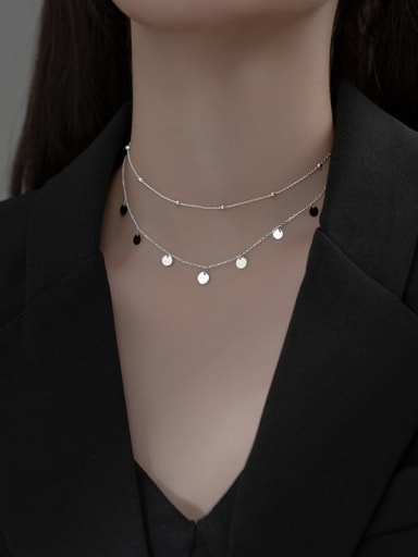 925 Sterling Silver With Geometric  Multi Strand Necklaces