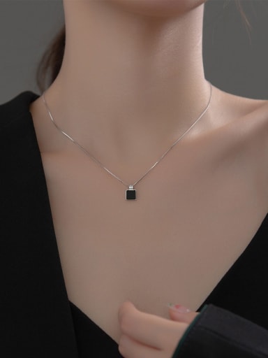 925 Sterling Silver With  Enamel Square Necklaces