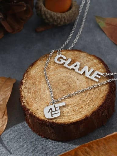 Name Necklace with Layered Gesture silver