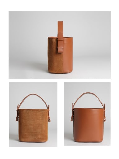 Matte/leather A/B face bucket bag