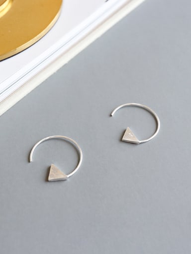 Sterling Silver Geometric Triangle Minimalist Brushed Earrings