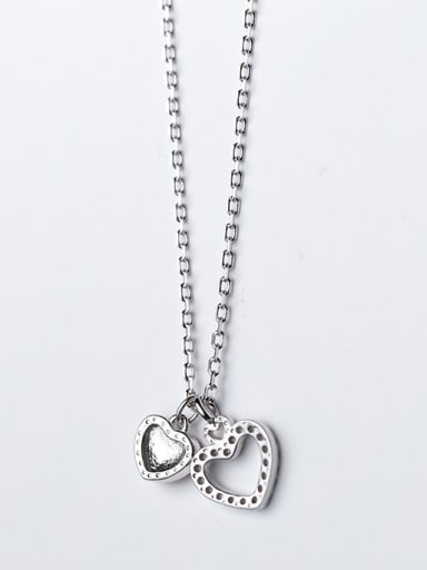 Fashionable Double Heart Shaped Glue S925 Silver Necklace