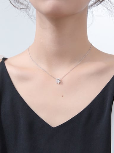 Sterling silver micro-inlaid zircon word round necklace