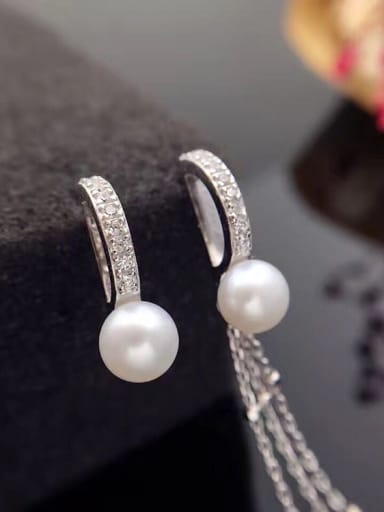 Freshwater Pearl Tassels Asymmetrical drop earring