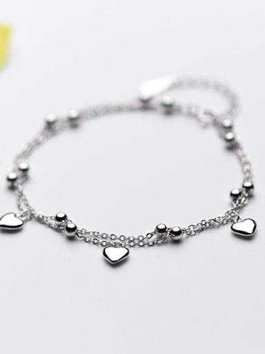 All-match Heart Shaped S925 Silver Women Bracelet