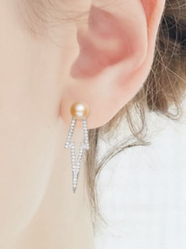 Personalized Freshwater Pearl Zircon Stud Earrings