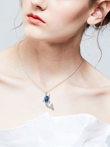 Dolphin-shaped Crystal Necklace