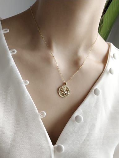 Sterling silver 18k-gold plated rose round necklace