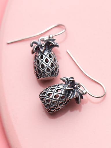 Vintage Pineapple Shaped S999 Silver Drop Earrings