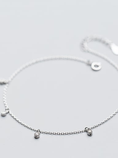 S925 silver bracelet, female wind fashion personality, diamond round chain, temperament, tassel feet, female S2450