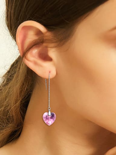 Simple Heart shaped Swarovski Crystal Line Earrings