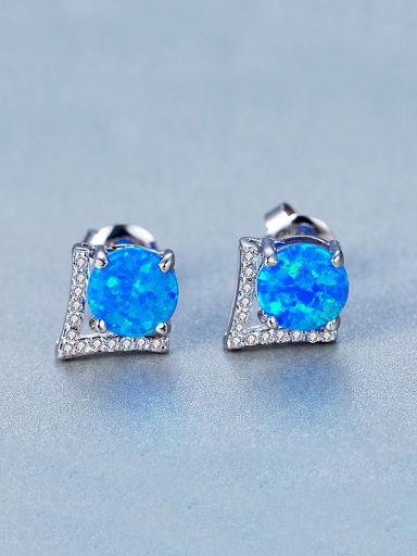 Blue Opal Stone Zircon stud Earring