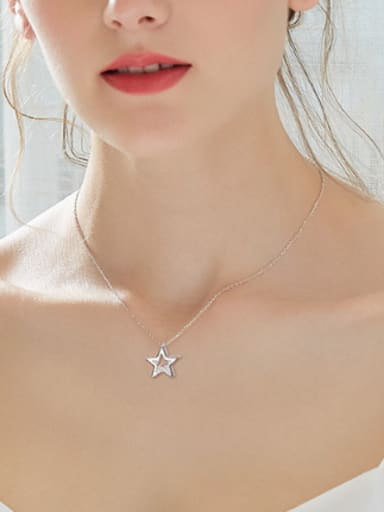 Simple Hollow Star Zircon Silver Necklace