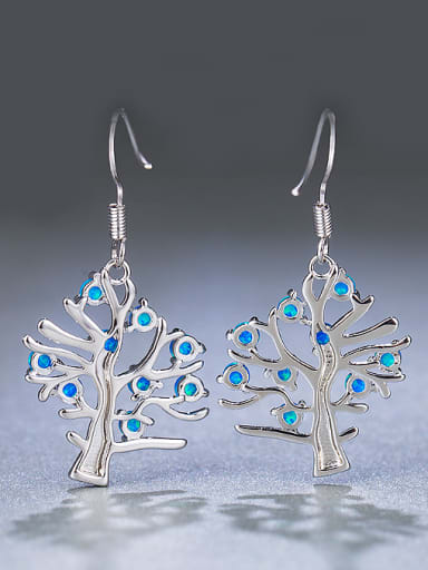 Blue Tree Shaped hook earring