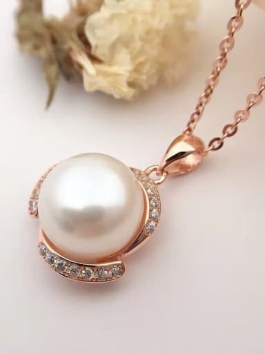 Rose Gold Plated Freshwater Pearl Necklace