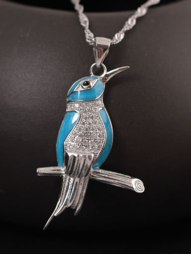 Lovely Kingfisher Enamel Necklace