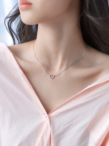 Elegant Hollow Heart Shaped S925 Silver Necklace