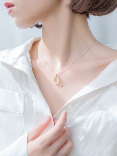 925 Sterling Silver With 18k Gold Plated Simplistic Geometric Necklaces