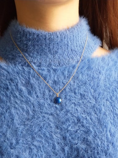 Sterling silver dark blue classic round gold necklace