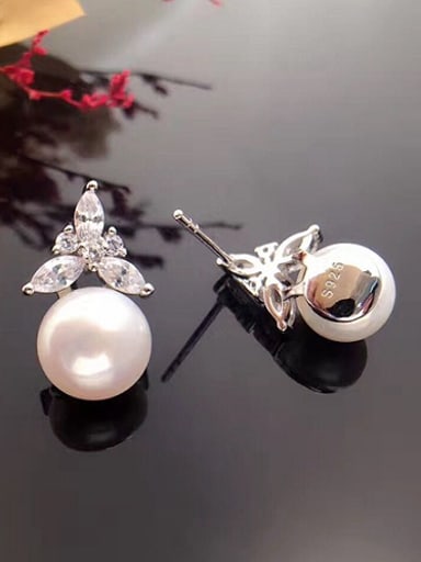 Fashion Freshwater Pearl Zircon stud Earring