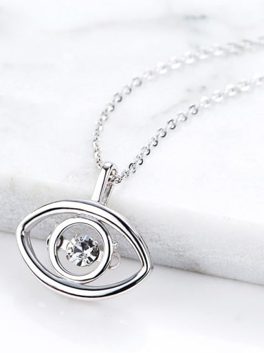 Simple Hollow Eye shape Rotational Cubic Zircon 925 Silver Pendant