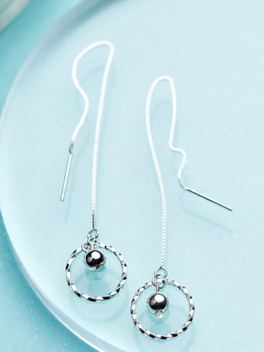 Fashion Round Shaped S925 Silver Line Earrings