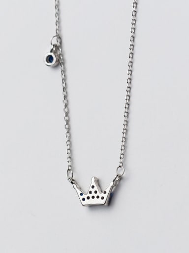 Elegant Crown Shaped S925 Silver Zircon Necklace