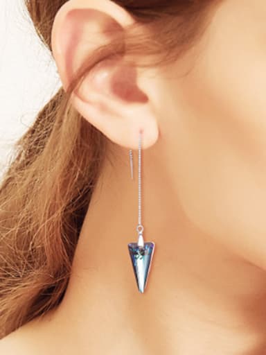 Simple Triangle Swarovski Crystal Women Line Earrings