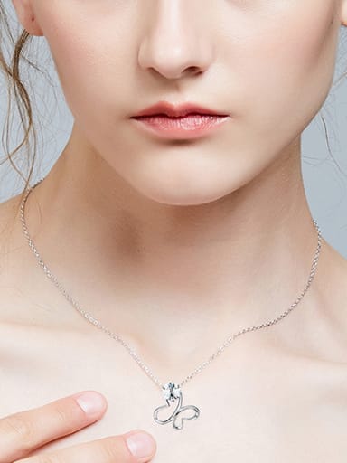 Fashion Hollow Butterfly Swarovski Crystal 925 Silver Necklace
