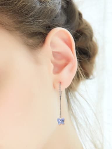 Simple Swarovski Crystal Butterfly Line Earrings