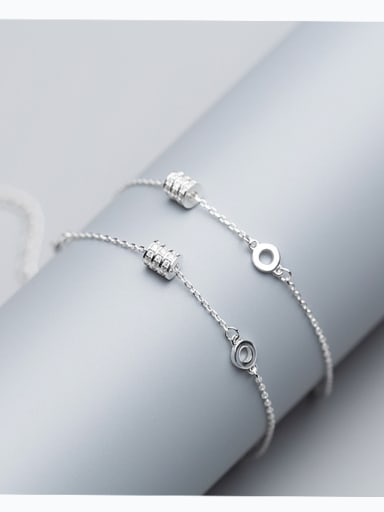 S925 silver bracelet female wind fashion personality elliptical Bracelet temperament pierced circle hand S2449