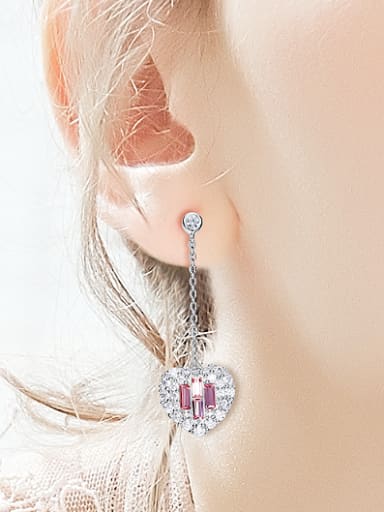 Fashion Heart Swarovski Crystals-covered 925 Silver Stud Earrings