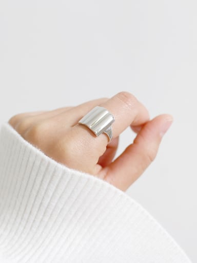 Sterling Silver Square smooth geometry free size Ring