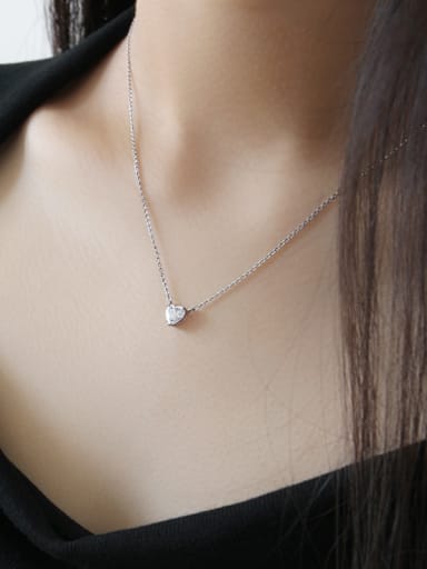 Sterling silver simple love zircon necklace