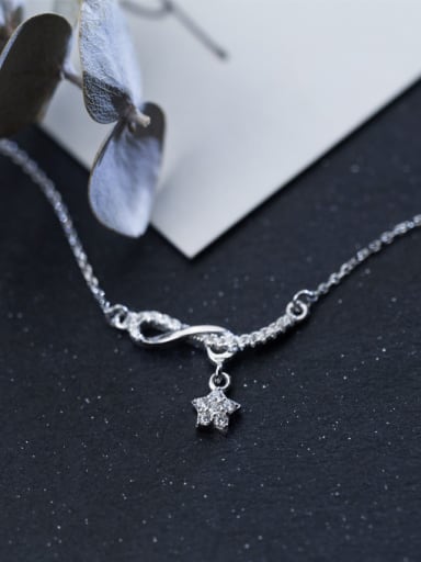 Temperament Star Shaped S925 Silver Rhinestones Silver Necklace